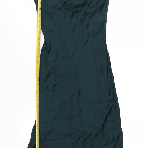 Zara Women's Green XS Satin Slip Midi Dress