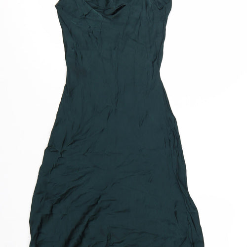 Zara Women's Green XS Satin Slip Midi Dress
