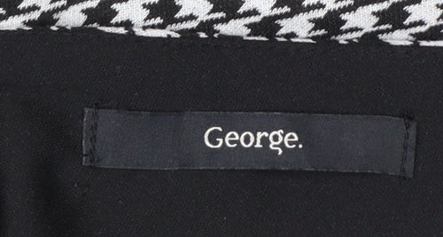 George Women Black Houndstooth Sleeveless V-Neck Pinafore Dress Size 10