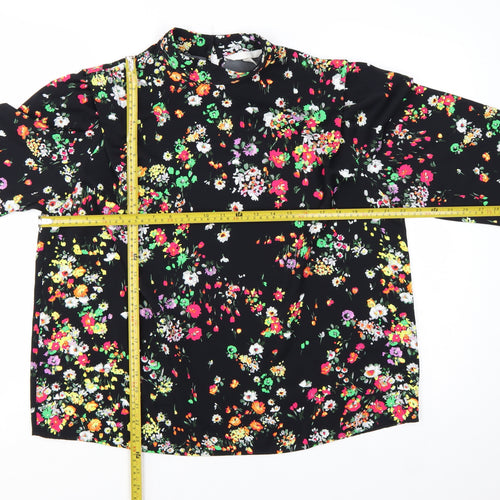H&M Womens Multicoloured Floral High Neck Long Sleeve Blouse Size 12