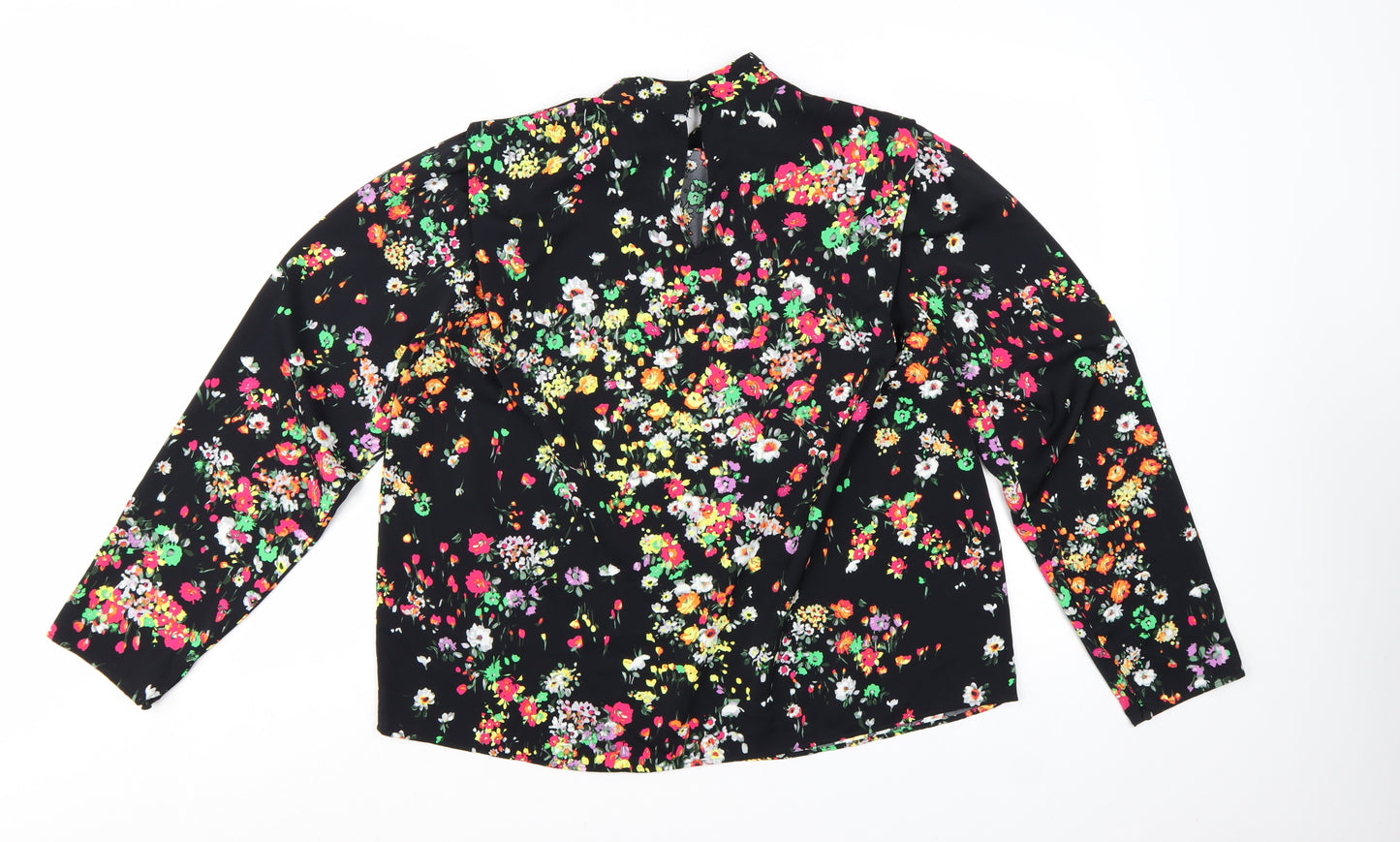 H&M Womens Multicoloured Floral High Neck Long Sleeve Blouse Size 12
