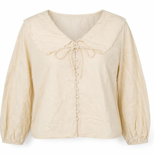 Nobody's Child Women's Beige Cotton Button Blouse UK 16 Tunic Style