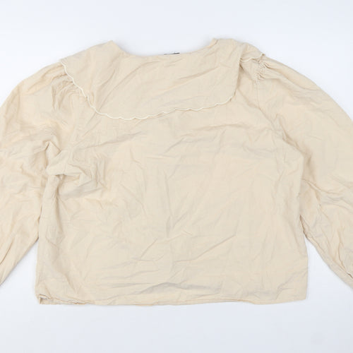 Nobody's Child Women's Beige Cotton Button Blouse UK 16 Tunic Style