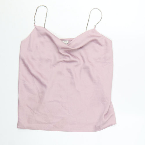 River Island Women Pink Satin Cowl Neck Camisole Top UK 8