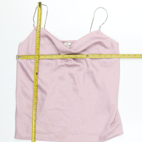 River Island Women Pink Satin Cowl Neck Camisole Top UK 8