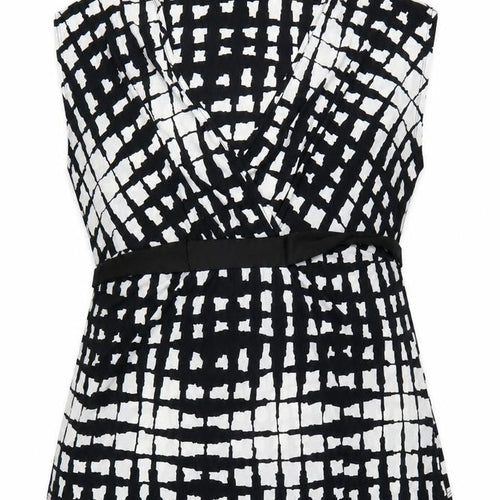 Next Women’s Black Geometric Wrap Blouse Size 20 Sleeveless Jersey Top