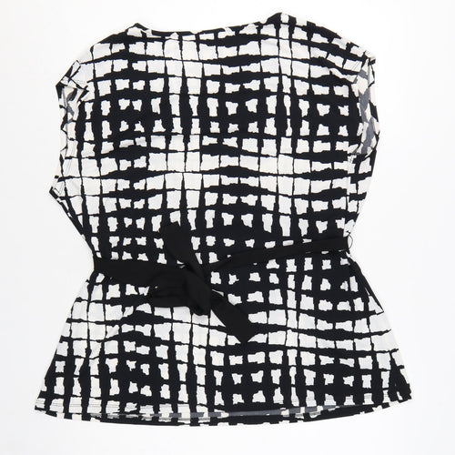 Next Women’s Black Geometric Wrap Blouse Size 20 Sleeveless Jersey Top