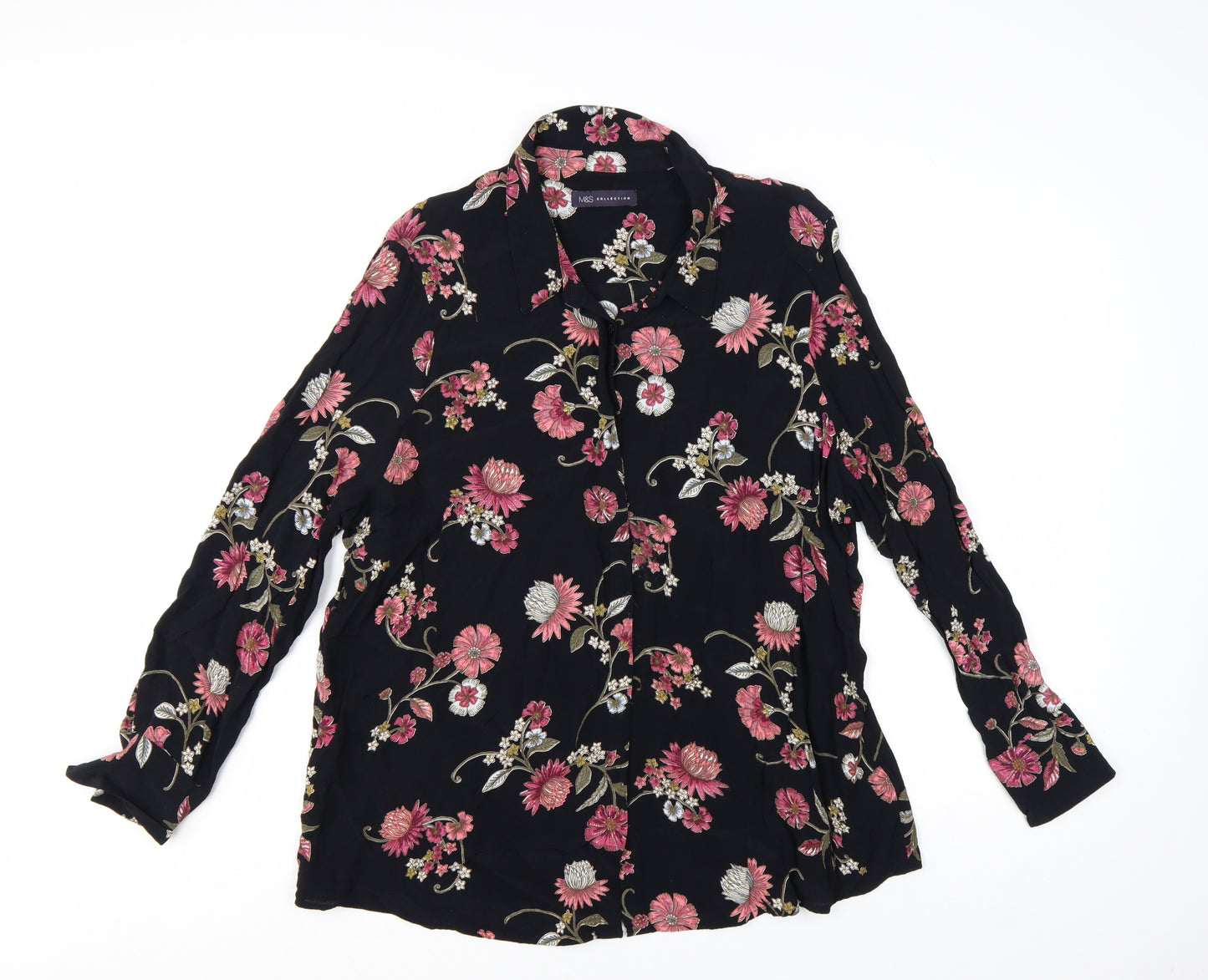 Marks and Spencer Women’s Black Floral Long Sleeve Tunic Blouse Size 22