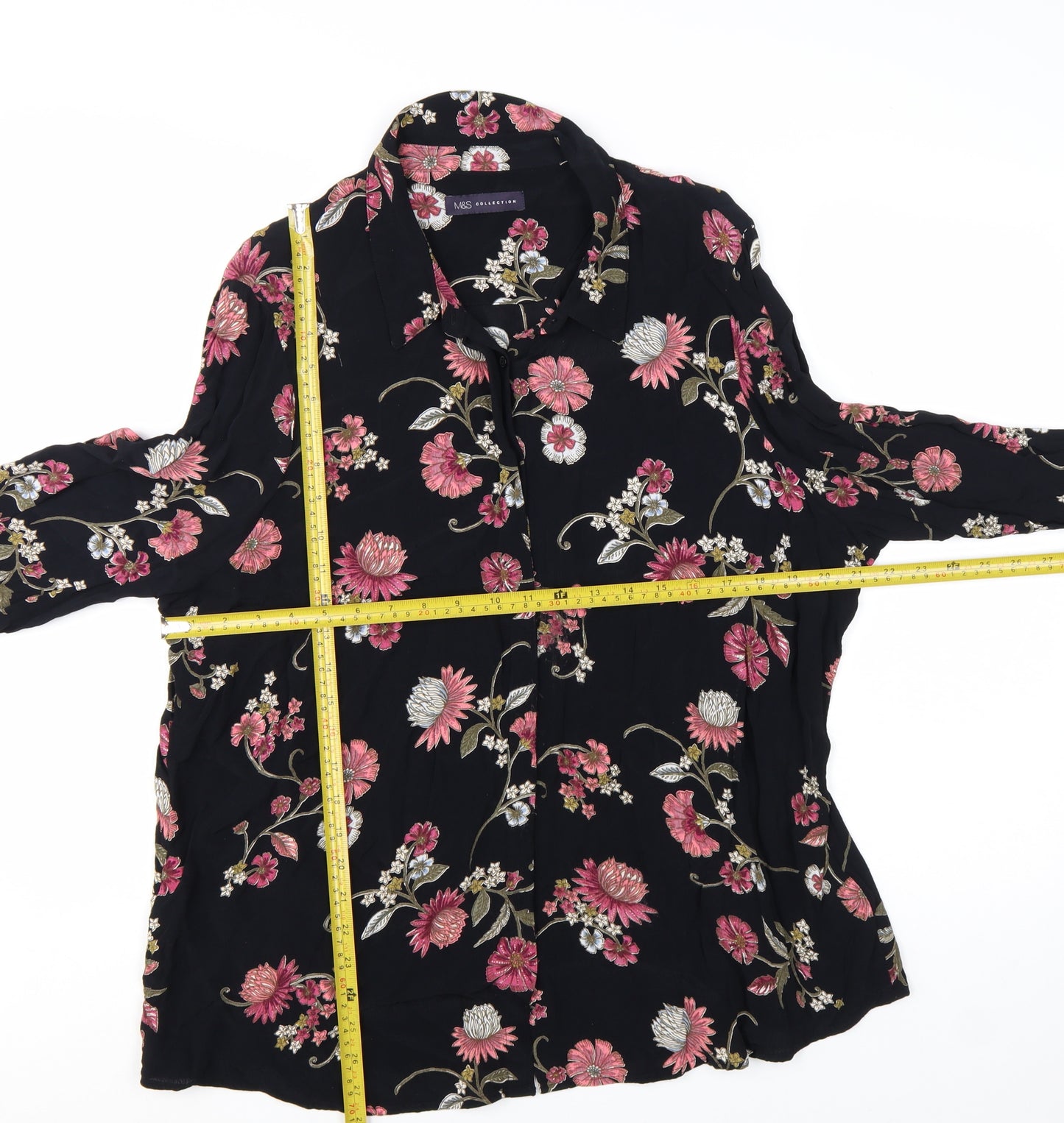 Marks and Spencer Women’s Black Floral Long Sleeve Tunic Blouse Size 22