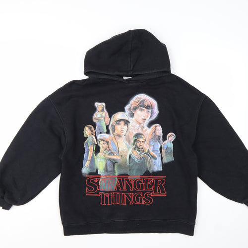 ZARA Girls Black Stranger Things Pullover Hoodie 13-14 Years Fleece Lined