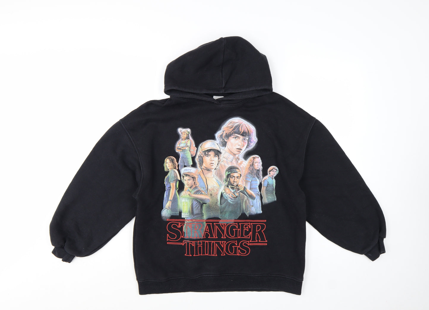 ZARA Girls Black Stranger Things Pullover Hoodie 13-14 Years Fleece Lined