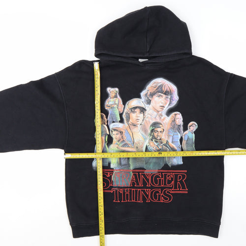 ZARA Girls Black Stranger Things Pullover Hoodie 13-14 Years Fleece Lined