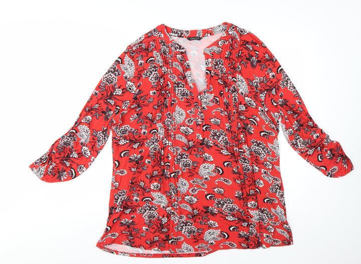 Roman Women's Red Floral Tunic Blouse Size 20 Viscose Stretch Top