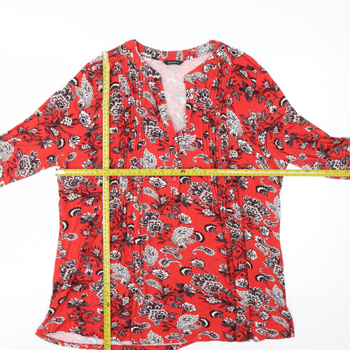 Roman Women's Red Floral Tunic Blouse Size 20 Viscose Stretch Top