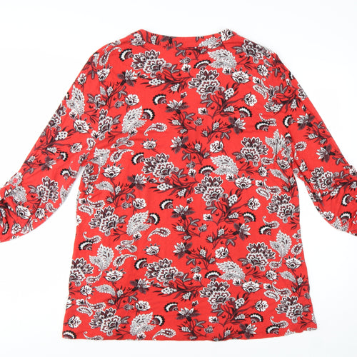 Roman Women's Red Floral Tunic Blouse Size 20 Viscose Stretch Top