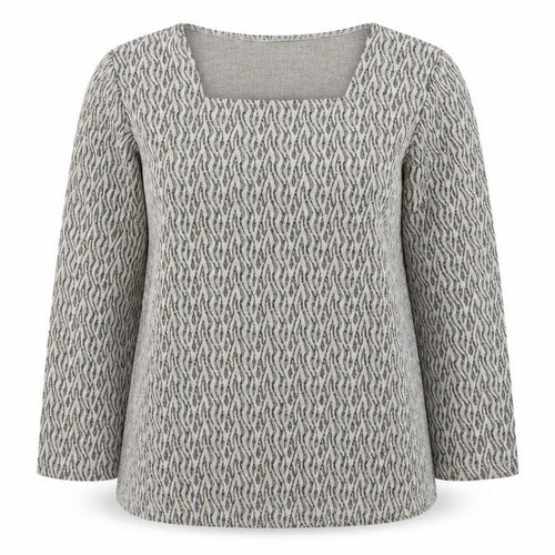 Country Collection Women's Beige Geometric Tunic Top M Long Sleeve Stretch