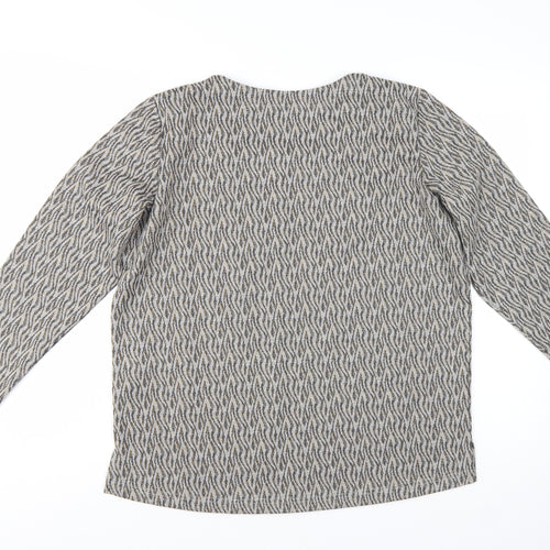 Country Collection Women's Beige Geometric Tunic Top M Long Sleeve Stretch