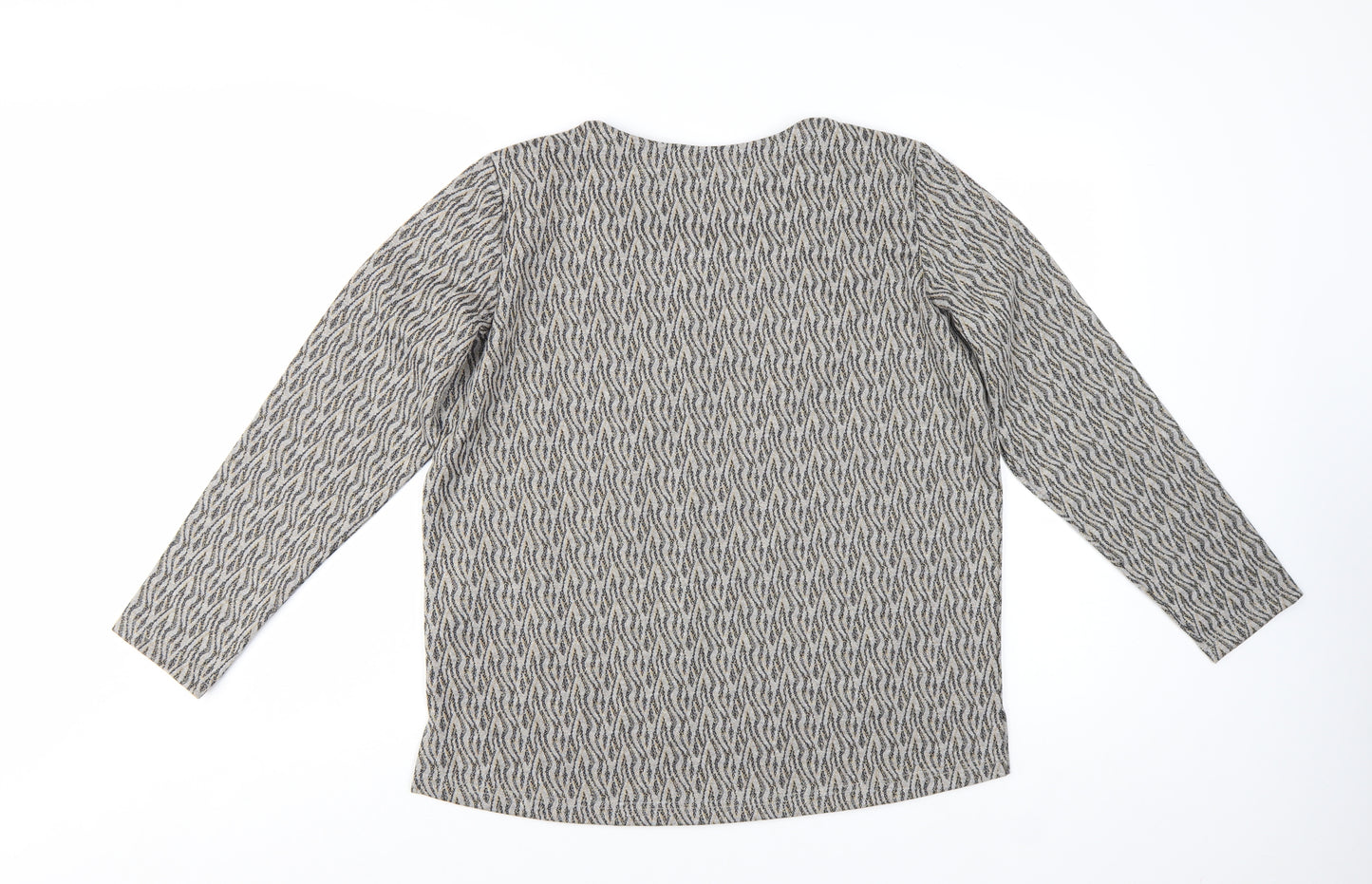 Country Collection Women's Beige Geometric Tunic Top M Long Sleeve Stretch