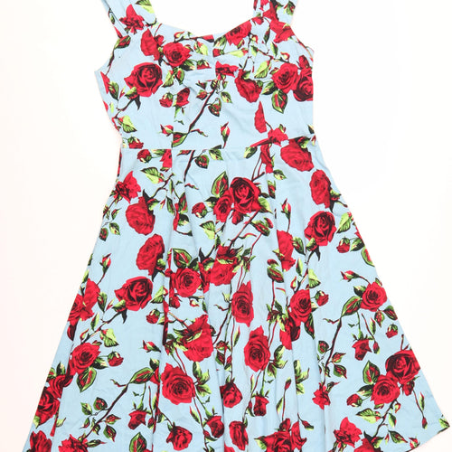 Hearts & Roses Women’s Blue Rose Floral Fit & Flare Dress Size 12