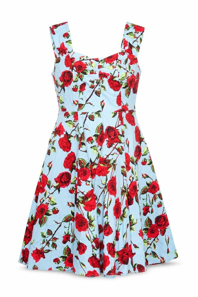 Hearts & Roses Women’s Blue Rose Floral Fit & Flare Dress Size 12