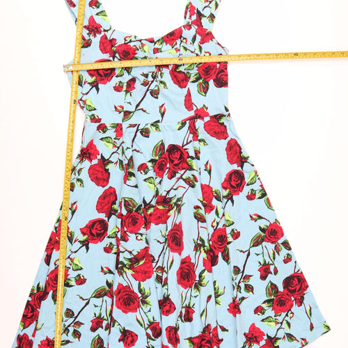 Hearts & Roses Women’s Blue Rose Floral Fit & Flare Dress Size 12
