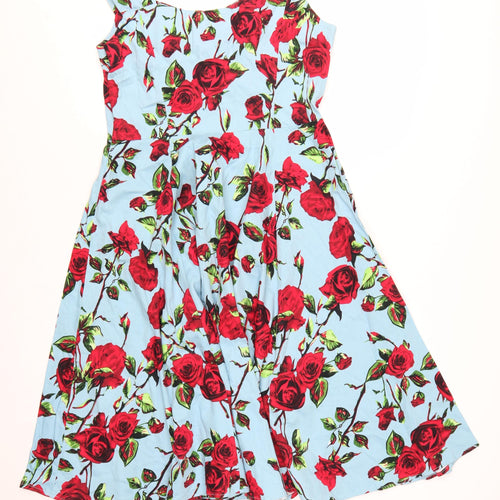 Hearts & Roses Women’s Blue Rose Floral Fit & Flare Dress Size 12