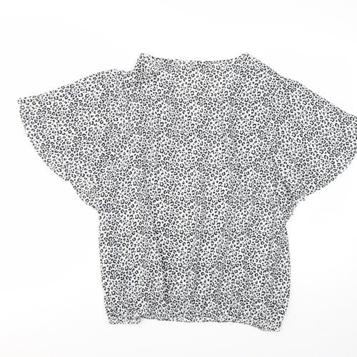 George Women’s White Leopard Print Tunic Blouse Size 14