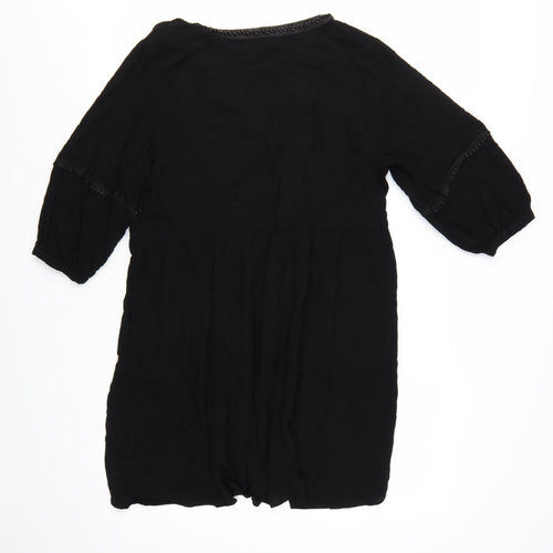H&M Divided Womens Black Bohemian Knee Length 3/4 Sleeve Dress Size 14