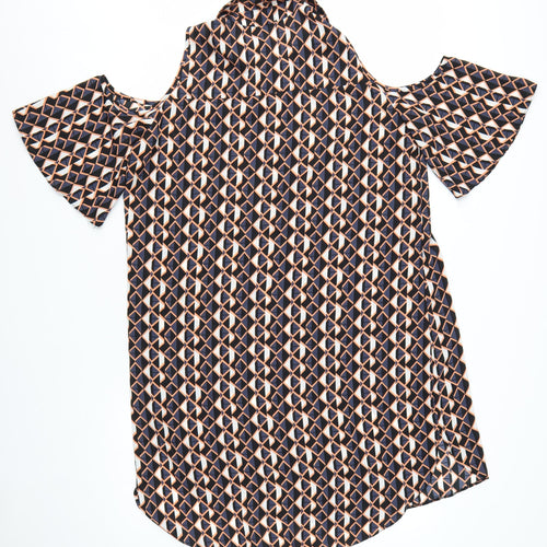 Papaya Women’s Multicoloured Geometric Cold Shoulder Shirt Dress Size 16