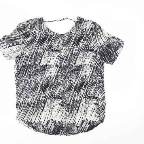 & Other Stories Womens Black White Blouse UK 6 Short Sleeve Viscose Top