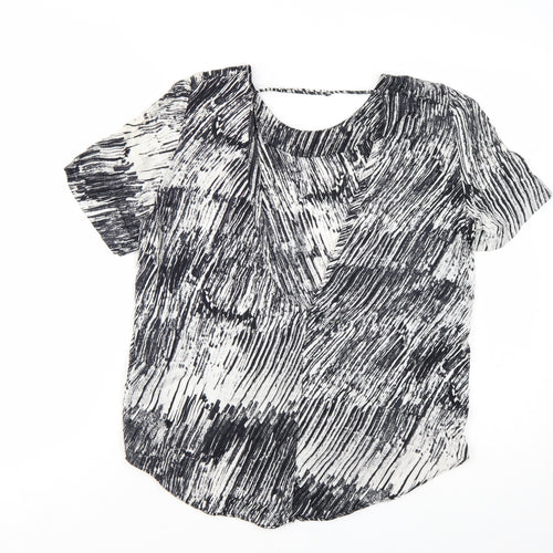 & Other Stories Womens Black White Blouse UK 6 Short Sleeve Viscose Top