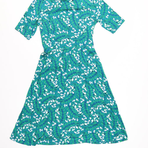 Boden Women Blue Floral Fit & Flare Jersey Dress Size 10
