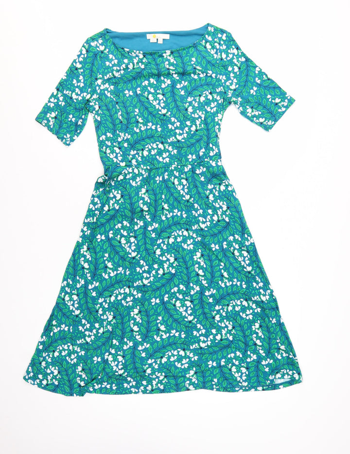 Boden Women Blue Floral Fit & Flare Jersey Dress Size 10