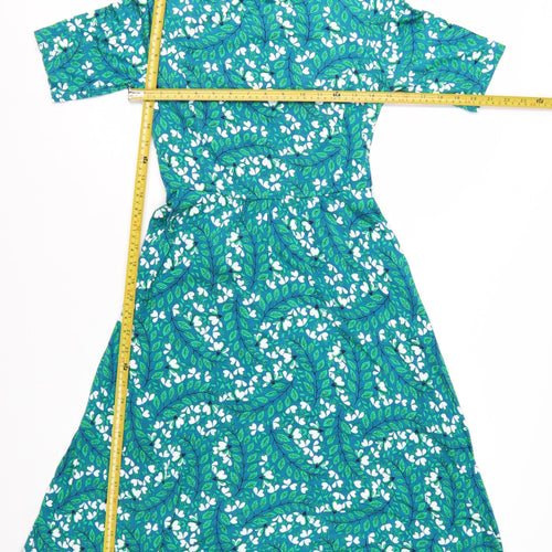 Boden Women Blue Floral Fit & Flare Jersey Dress Size 10