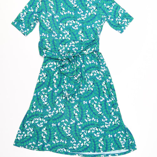 Boden Women Blue Floral Fit & Flare Jersey Dress Size 10