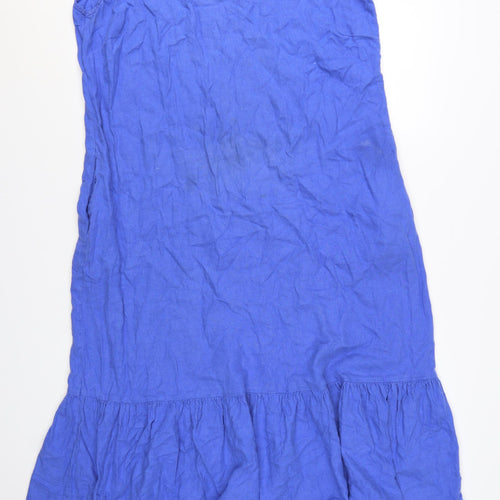 George Womens Blue Linen Blend Sleeveless Tank Dress Size 14