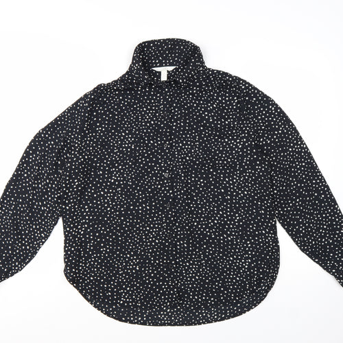 H&M Women's Black Polka Dot Button-Up Blouse Size S