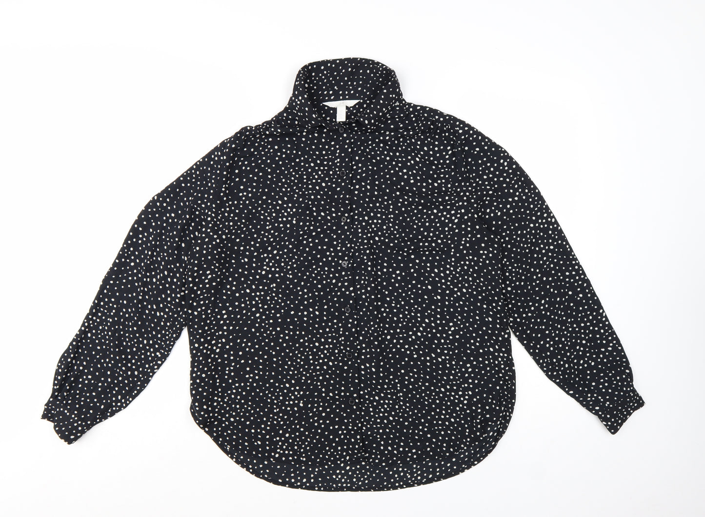 H&M Women's Black Polka Dot Button-Up Blouse Size S