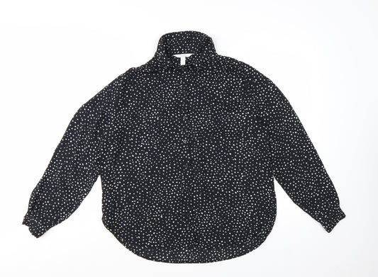 H&M Women's Black Polka Dot Button-Up Blouse Size S