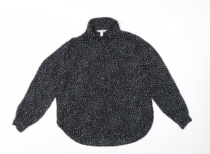 H&M Women's Black Polka Dot Button-Up Blouse Size S