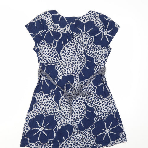 White Stuff Women's Blue Floral Cotton Tunic Top Size 12