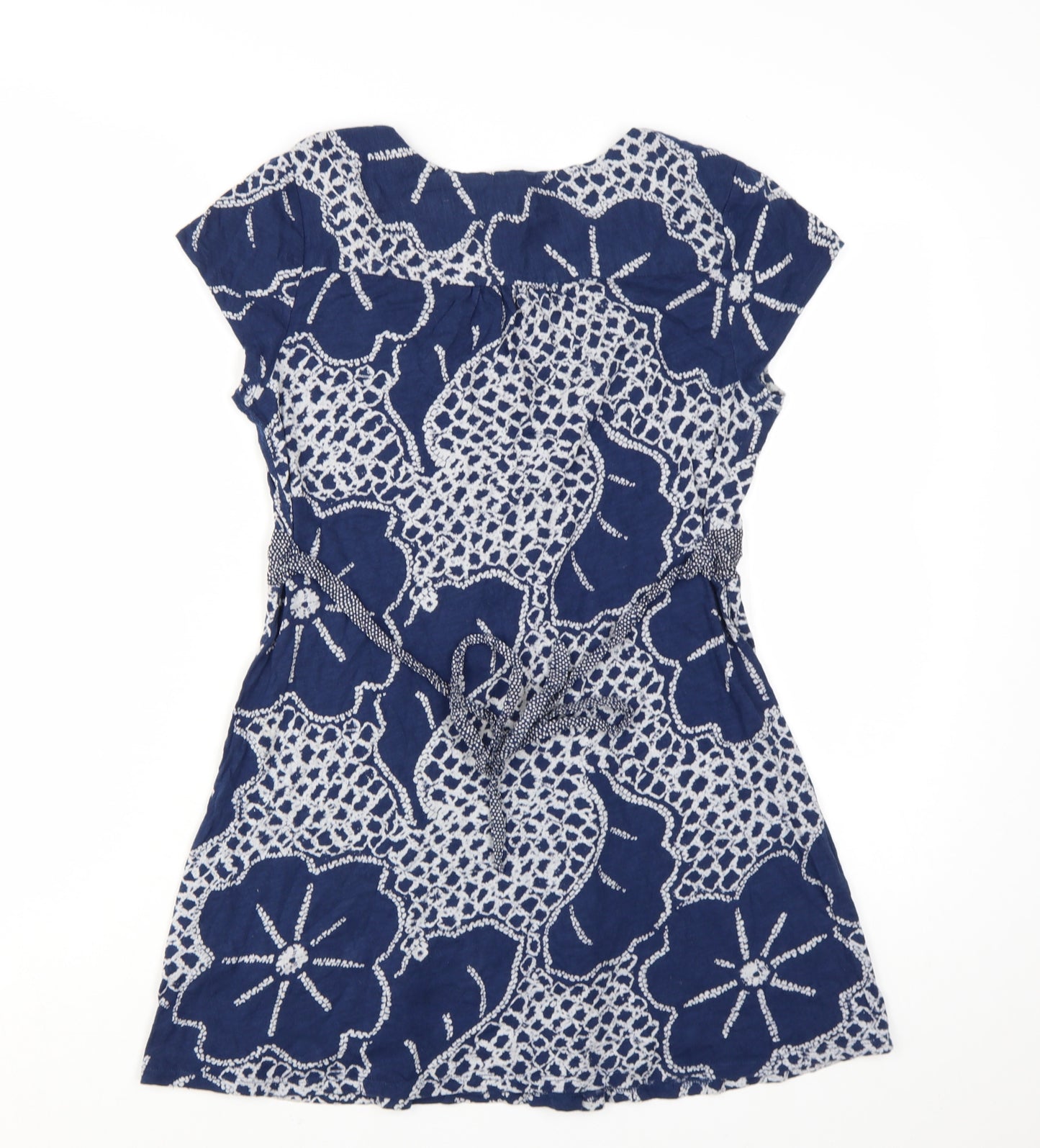 White Stuff Women's Blue Floral Cotton Tunic Top Size 12