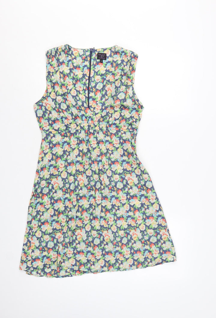 Topshop Women’s Multicoloured Floral Cotton A-Line Dress Size 12