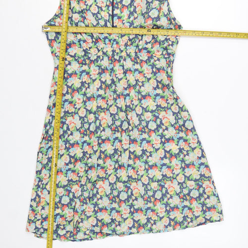 Topshop Women’s Multicoloured Floral Cotton A-Line Dress Size 12