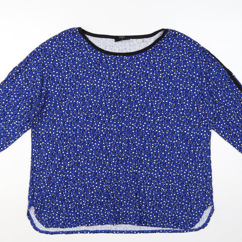 Tahari Woman Blue Polka Dot 3/4 Sleeve Rayon Blouse Size 18 Plus
