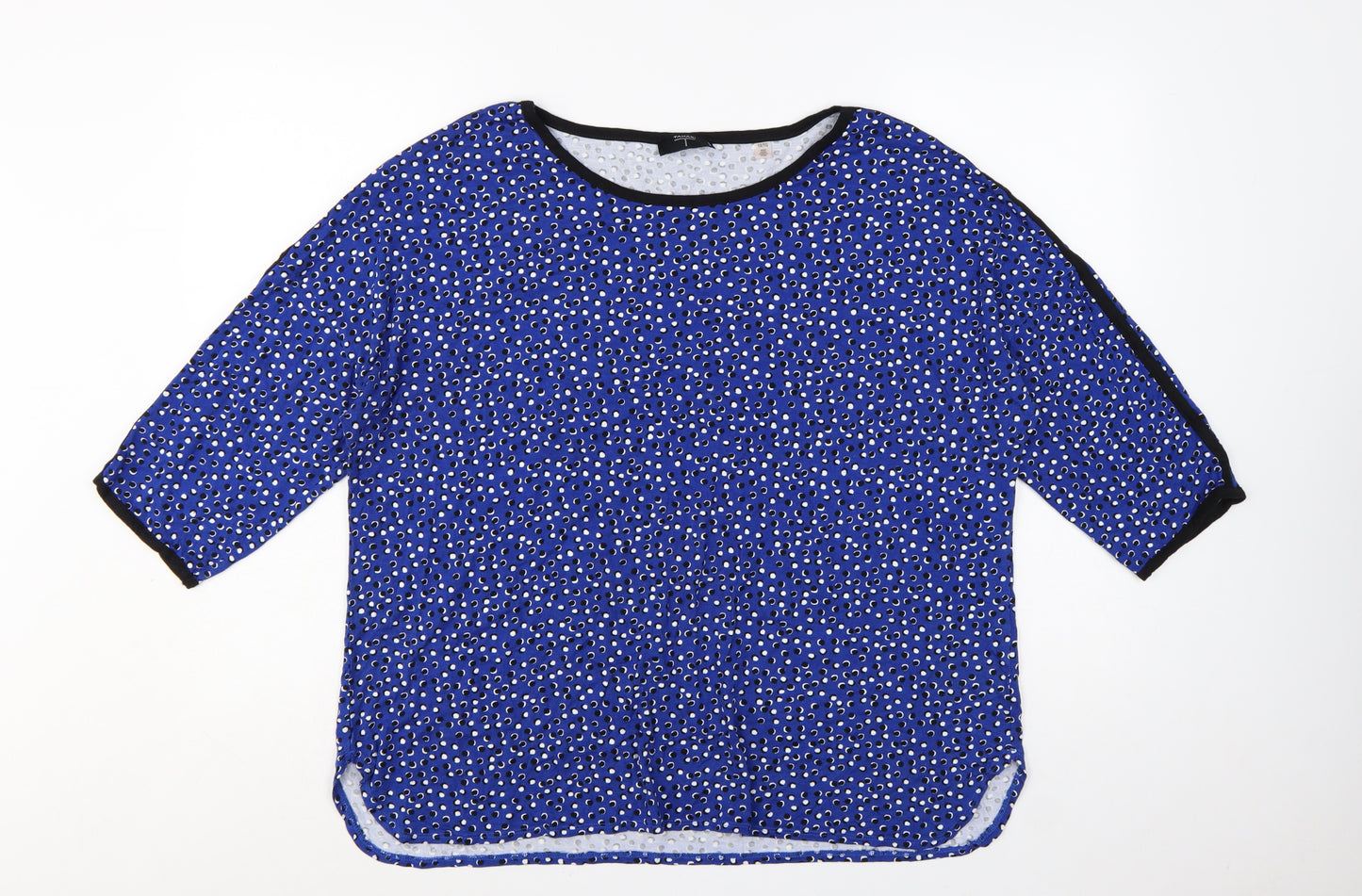 Tahari Woman Blue Polka Dot 3/4 Sleeve Rayon Blouse Size 18 Plus