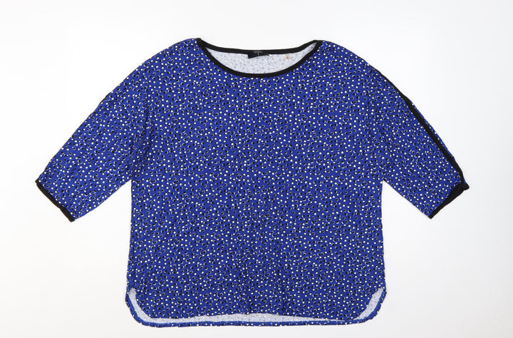 Tahari Woman Blue Polka Dot 3/4 Sleeve Rayon Blouse Size 18 Plus