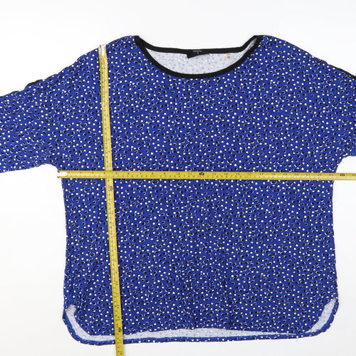 Tahari Woman Blue Polka Dot 3/4 Sleeve Rayon Blouse Size 18 Plus