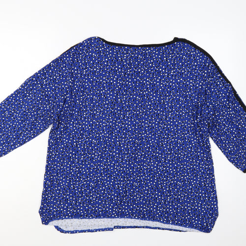 Tahari Woman Blue Polka Dot 3/4 Sleeve Rayon Blouse Size 18 Plus