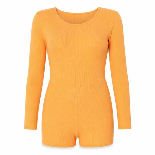 PrettyLittleThing Women’s Orange Long Sleeve Ribbed Playsuit Size 6
